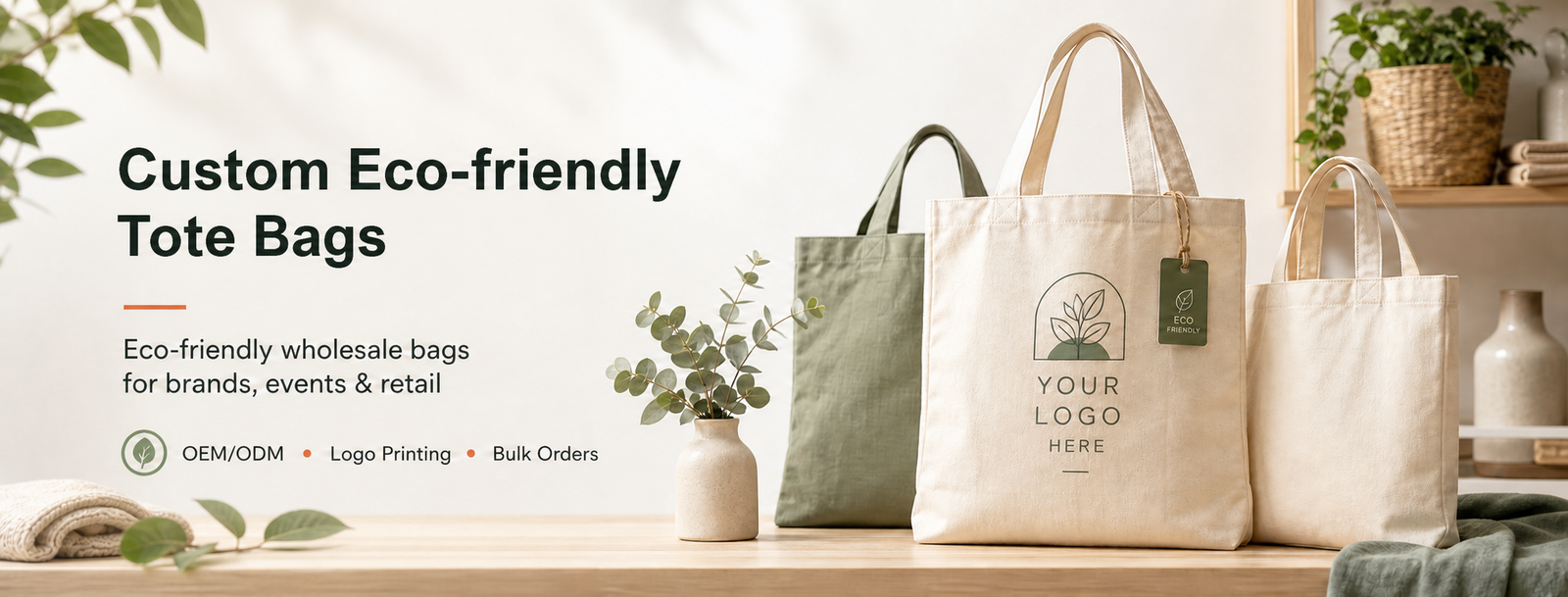 Custom canvas tote bags for brands, events and retail bulk orders